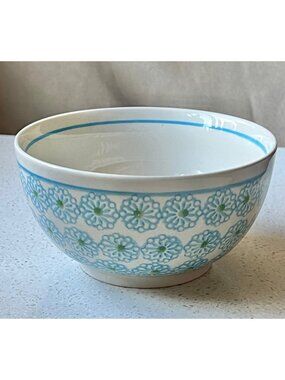 Handmade Boleslawiec Polish Pottery Blue Green Floral Ceramic Bowl Cereal Berry